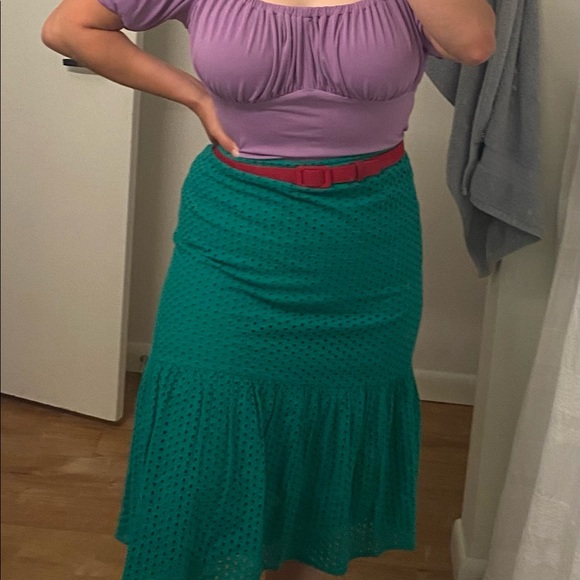 Anthropologie Aja green eyelet skirt - Picture 10 of 13